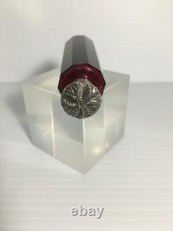 Antique Sterling Silver Double Sided Cranberry Glass Scent Decanter