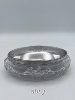 Antique Sterling Silver Dresser Jar Cut Glass