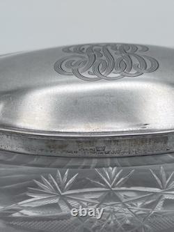Antique Sterling Silver Dresser Jar Cut Glass