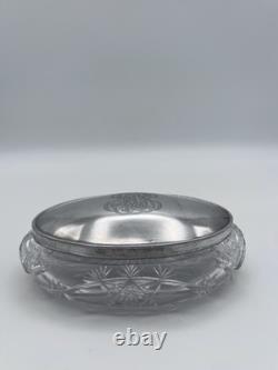 Antique Sterling Silver Dresser Jar Cut Glass