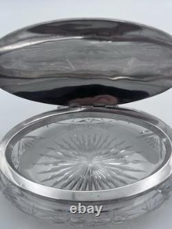 Antique Sterling Silver Dresser Jar Cut Glass