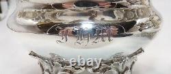 Antique Sterling Silver Edward John & Wm Barnard 1843 S/2 Blue Glass Master Salt