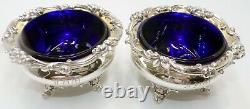 Antique Sterling Silver Edward John & Wm Barnard 1843 S/2 Blue Glass Master Salt