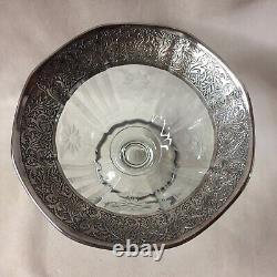 Antique Sterling Silver Etched Glass Compot Dish 7