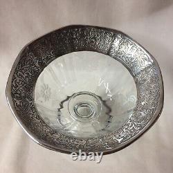 Antique Sterling Silver Etched Glass Compot Dish 7
