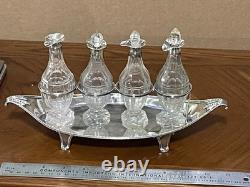 Antique Sterling Silver Glass Cruet Set with Stand English William Abdy 1784 288g