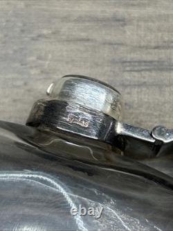 Antique Sterling Silver Glass Hip Flask London Please READ