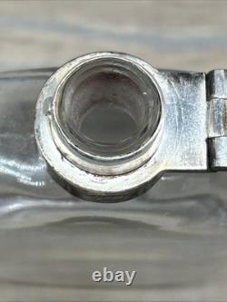 Antique Sterling Silver Glass Hip Flask London Please READ