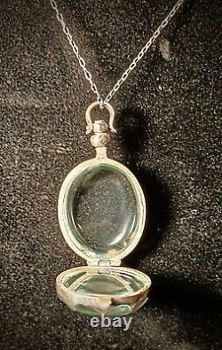 Antique Sterling Silver Glass Pool Of Light Locket