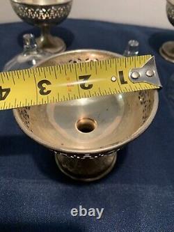 Antique Sterling Silver / Glass Sherberts Raised Compotes Removable Bases