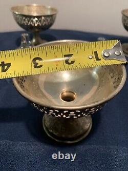 Antique Sterling Silver / Glass Sherberts Raised Compotes Removable Bases