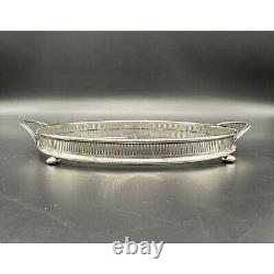 Antique Sterling Silver Glass Tray George A Henckel Round Handles Serving Vanity