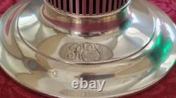 Antique Sterling Silver Green Glass Insert Vase, 9 1/2 Tall