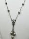 Antique Sterling Silver Italy Mary Medal Moon Glow Glass Rosary Style Necklace
