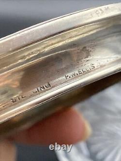 Antique Sterling Silver Lid Glass Powder Repousse Jar Monogram M By P W Ellis