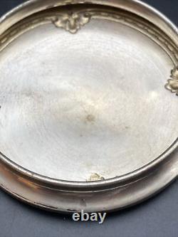Antique Sterling Silver Lid Glass Powder Repousse Jar Monogram M By P W Ellis