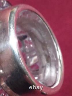 Antique Sterling Silver Lid Inkwell Vanity Desk Dresser Jar Brilliant Cut Glass