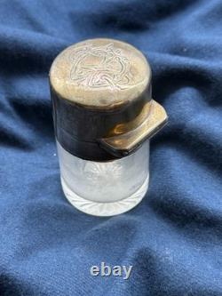 Antique Sterling Silver Lidded Glass Jar English Hallmarks Vanity/Ink Jar