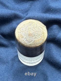 Antique Sterling Silver Lidded Glass Jar English Hallmarks Vanity/Ink Jar