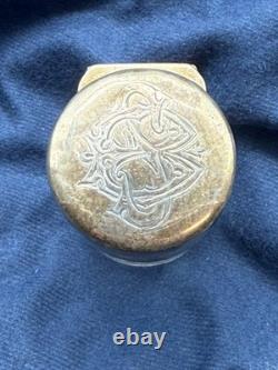 Antique Sterling Silver Lidded Glass Jar English Hallmarks Vanity/Ink Jar