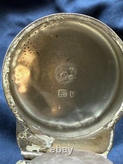 Antique Sterling Silver Lidded Glass Jar English Hallmarks Vanity/Ink Jar