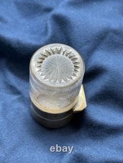 Antique Sterling Silver Lidded Glass Jar English Hallmarks Vanity/Ink Jar