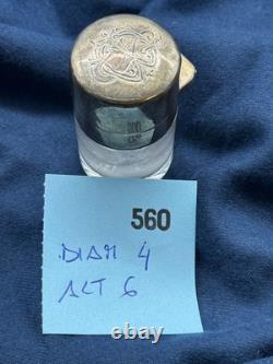 Antique Sterling Silver Lidded Glass Jar English Hallmarks Vanity/Ink Jar