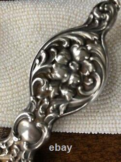 Antique Sterling Silver Lorgnette Opera Glasses Chatelaine ART NOUVEAU REPOUSSE