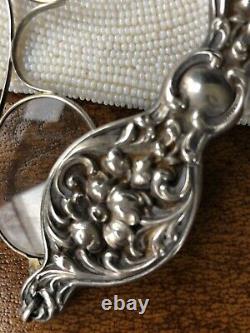 Antique Sterling Silver Lorgnette Opera Glasses Chatelaine ART NOUVEAU REPOUSSE