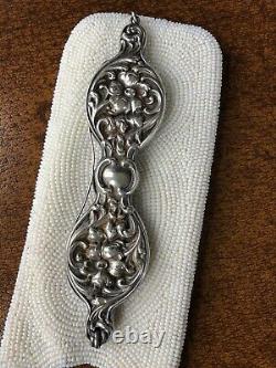 Antique Sterling Silver Lorgnette Opera Glasses Chatelaine ART NOUVEAU REPOUSSE