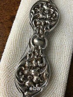 Antique Sterling Silver Lorgnette Opera Glasses Chatelaine ART NOUVEAU REPOUSSE