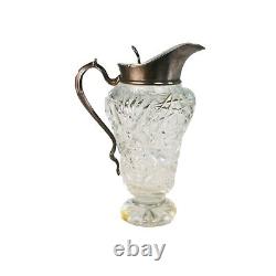 Antique Sterling Silver Mounted Cut Glass Pitcher