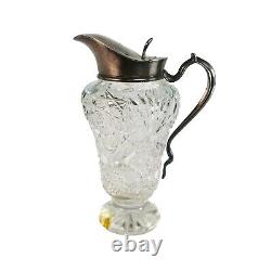 Antique Sterling Silver Mounted Cut Glass Pitcher