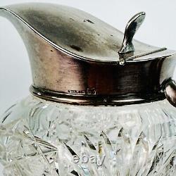 Antique Sterling Silver Mounted Cut Glass Pitcher