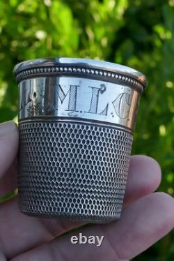 Antique Sterling Silver Only A Thimble Full Shot Glass