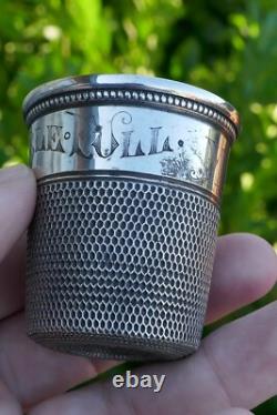 Antique Sterling Silver Only A Thimble Full Shot Glass