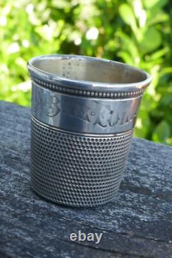 Antique Sterling Silver Only A Thimble Full Shot Glass