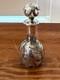 Antique Sterling Silver Overlay Glass Perfume Bottle Sterling Art Nouveau Empty