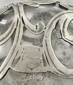 Antique Sterling Silver Overlay Glass Perfume Bottle Sterling Art Nouveau Empty