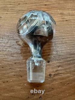 Antique Sterling Silver Overlay Glass Perfume Bottle Sterling Art Nouveau Empty