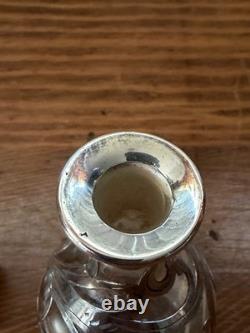 Antique Sterling Silver Overlay Glass Perfume Bottle Sterling Art Nouveau Empty