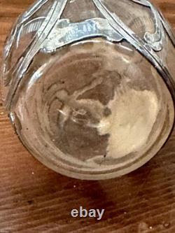 Antique Sterling Silver Overlay Glass Perfume Bottle Sterling Art Nouveau Empty