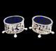 Antique Sterling Silver Pair Salts With Blue Glass Liners (1898) Oetzmann & Co