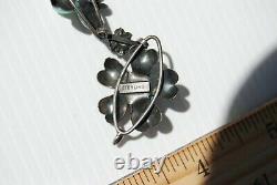 Antique Sterling Silver Pansy Flower Czech Jade Glass Cabochon Jewel Bracelet