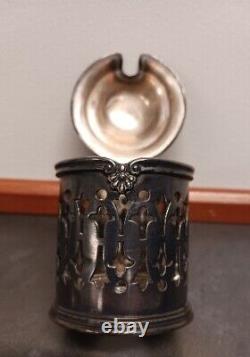 Antique Sterling Silver Salt Cellar Reed & Barton Original Spoon & Glass Insert