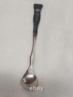 Antique Sterling Silver Salt Cellar Reed & Barton Original Spoon & Glass Insert