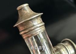 Antique Sterling Silver Salt & pepper Conjoined Bottle Blown Glass Unique