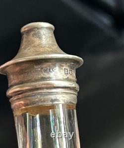 Antique Sterling Silver Salt & pepper Conjoined Bottle Blown Glass Unique