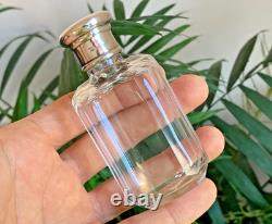 Antique Sterling Silver Topped Cut Glass Perfume Scent Bottle London Hallmark