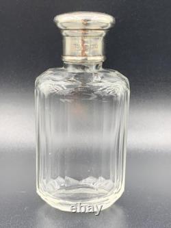 Antique Sterling Silver Topped Cut Glass Perfume Scent Bottle London Hallmark